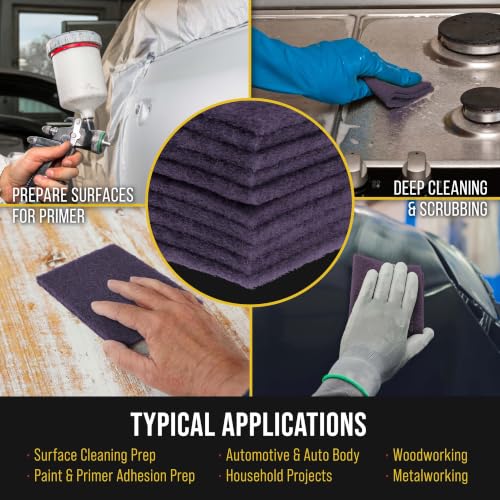 Image of Dura-Gold Premium 6 inch x 9 inch Purple Medium Fine 600 Grit General Purpose Scuff Pads, Box of 10 - Scuffing, Scouring, Sanding, Cleaning, Blend Prep, Surface Adhesion Preparation - Automotive Auto Body