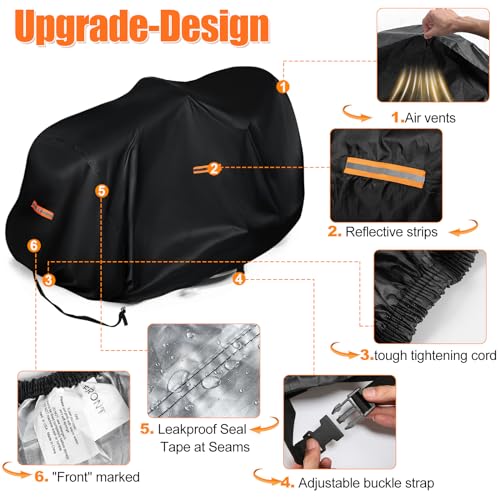 Outdoors Riding Lawn Mower Cover Waterproof Heavy Duty 420D Polyester Oxford Lawn Tractor Cover Fits Decks Up To 54\" With Reflective Tape & Windproof Buckle Riding Mower Cove - Thumbnail 4