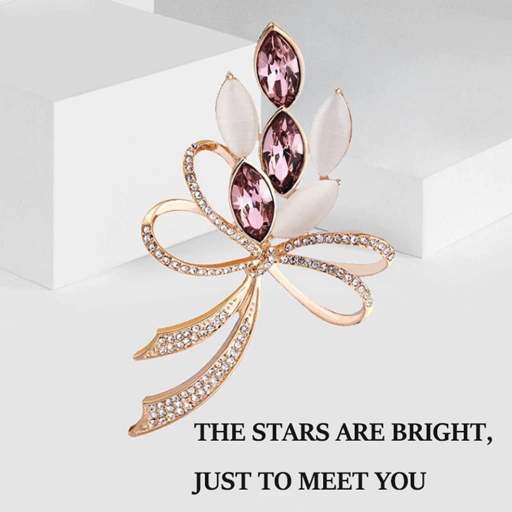 LNNSHX Broszka Eleganckie kryształowe broszki Delikatne klipsy do kołnierzyka dla kobiet Przypinka do kołnierza Moda Szal Pin Biżuteria Piersi Przypinka do klapy (różowa czerwień)
