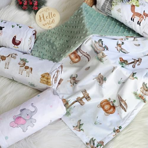 Image of HOMRITAR Cows Baby Blankets for Boys, Super Soft Newborn Nursery Minky Blanket with Double Layer Dotted Backing, Cozy Printed Bed Throw Blanket, Farm Horse Animals 30 x 40 Inch