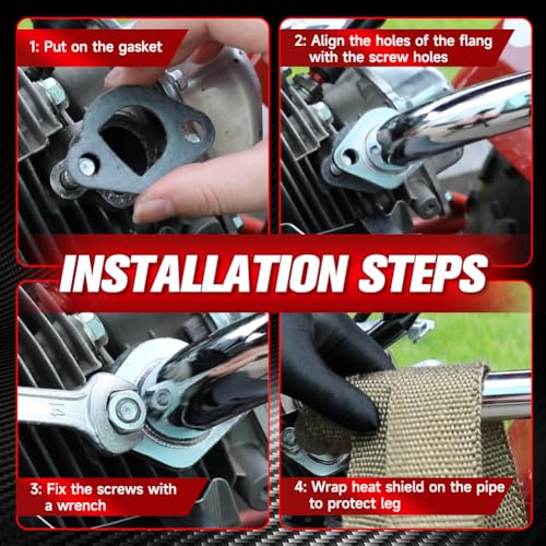 Fvrito PQG-XK-01 Exhaust Pipe Header For Ct200U Coleman Bt200X Ct200U-Ex Kt196 Mini Bike Go Kart Predator 212Cc 224Cc 196Cc Honda 6.5Hp Gx160 Gx200 Clone Engine Baja Warrior Mb200 Performance Parts Silver thumb #6