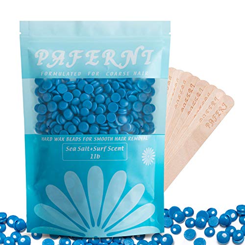Wax Beads,PAFERNI 1 IB Hair Removal Hard Wax Beans,Hard Wax Beads With 10 Applicators,Hair Wax For Bikini,Brazilian,Body,Face,Eyebrow,Legs,Pearl Beads for Wax Warmers for Men Women