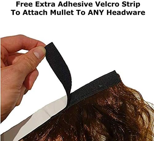 Miniatura 5 de USA Mullet Hat - Peluca marrón con cuello rojo Mérica 4 de julio disfraz americano RojoBlancoAzul