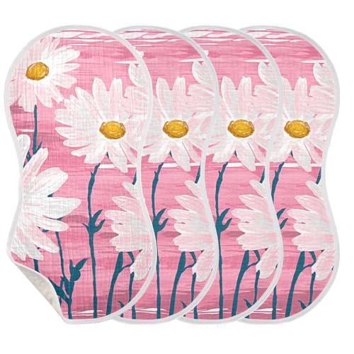 2 Pack Adorable Daisy Muslin Burp Cloths Cotton Absorbent Baby Burping Rags for Boys Girls Soft Newborn Burp Bibs, 22 x 11 Inch3