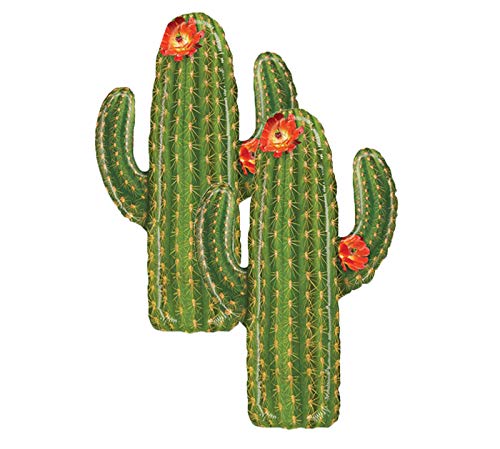 Set of 2 Jumbo 38" Realistic Fiesta Desert Cactus Party Balloons