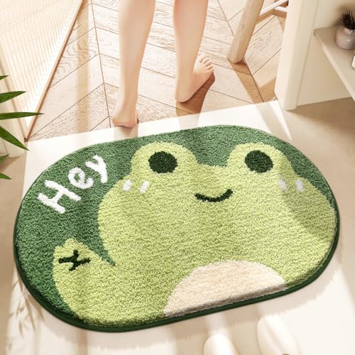 Cute Frog Bath Mat, Extra Soft Absorbent Bath Rug, Non-Slip Comfortable Bathroom Rug, Carpet for Tub, Shower, Bath Room, Machine Wash Dry, 16'x24',...