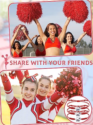 Image of Inbagi 48 Pcs Cheer Team Gifts Bulk Cheerleader Bracelet Party Favors | Adjustable, Jewelry Accessories, Squad Gifts for Team Members, End of Season Appreciation, Braided Cord with Heart Charm