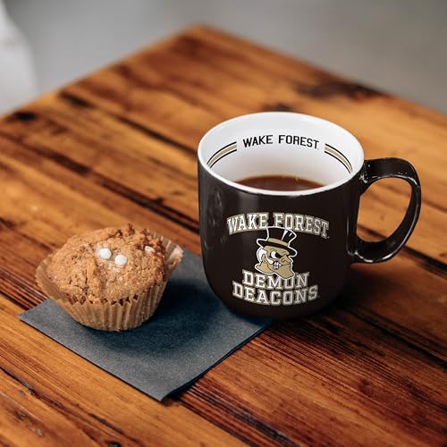 Image of Logo Brands NCAA Wake Forest Demon Deacons 15 oz Stripe Coffee Mug - Vintage Team Logo, Inside Print & Stripes, Microwave & Dishwasher Safe- Great Gift For Fans & Alumni