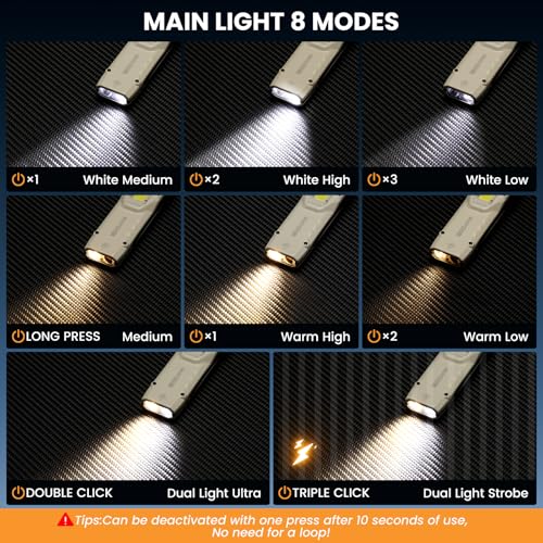 Image of Yemao EDC Tactical Flashlight, Flat Flashlights Rechargeable,Dual-Switches LED Small Flashlight,Stainless Steel 8 Modes Pocket Flash Light for Home,Camping,and Emergency