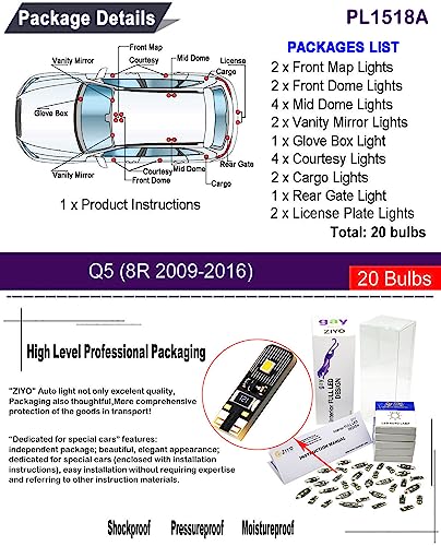 Kit LED interior para AUDI Q5 2009-2016 con 20 focos blancos miniatura 2