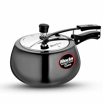 Hocks Hard Anodised Curve Pressure Cooker, Aluminium Gas & Induction Base Pressure Compatible, Inner Lid Design, Capacity-3 litres For Cooking, Black Colour
