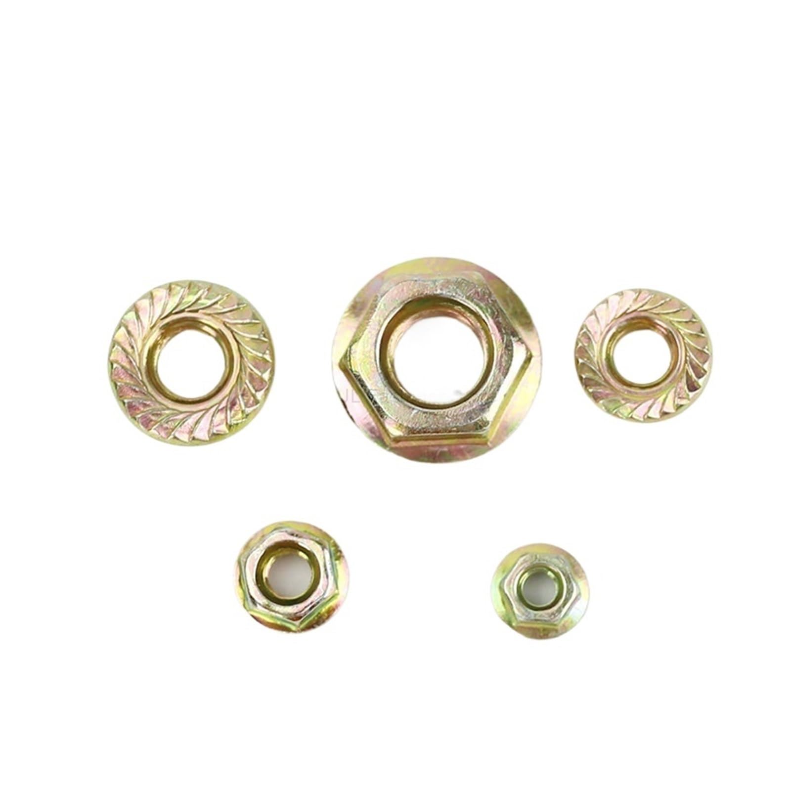Dadi esagonali a Flangia dentellati, Dadi flangiati Spinlock esagonali seghettati in Acciaio al Carbonio zincato M3-M12(Color Zinc Plated,M6(20pcs))