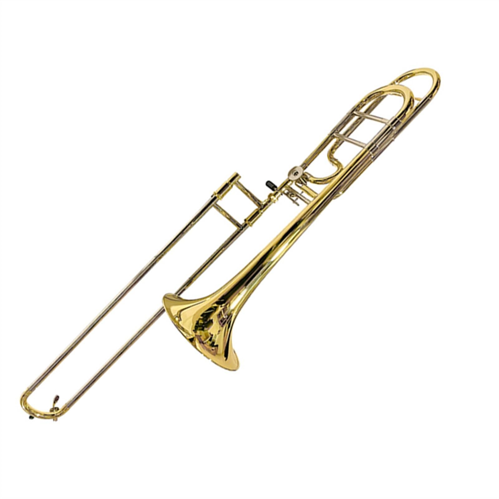 Trombone Si Bémol À Fa En Laiton Épais Laqué Or Avec Boîte De Rangement Et Accessoires Trombon e pour Débutants