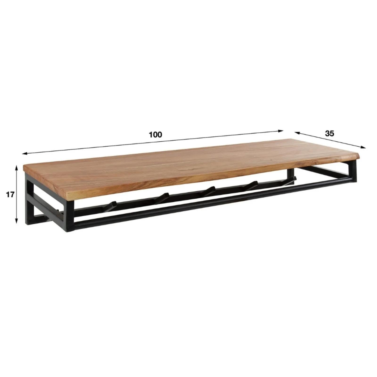RINGO-Stilische Wandgarderobe mit 6 Haken & Ablage, Rustikales Holz & Metall, Industrial Flurregal