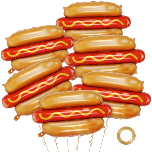 6 Pcs Giant Hot Dog Balloons Food Foil Balloons Picnic Snacks BBQ Party Balloon Picnic Themed Balloon for Birthday Food Snacks BBQ Themed Party Decorations