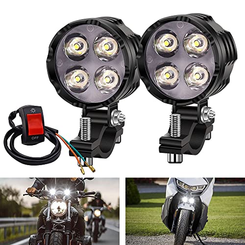【4 LED e Super Luce integrati】 Luce per moto da 12 V impermeabile da 40 W con 4 LED all'interno, che possono emettere un'elevata luminosità, garantendo così la tua sicurezza durante la guida notturna.
