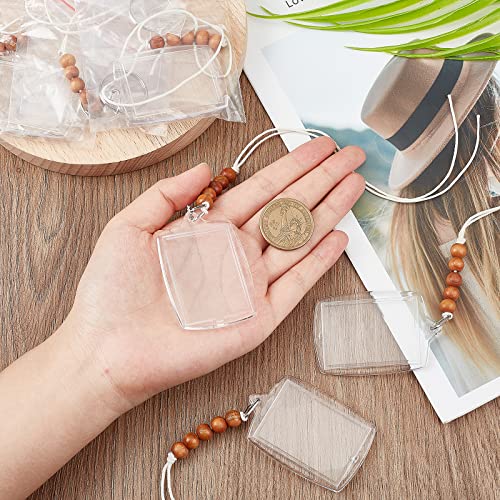 Chgcraft 8Pcs Plastic Rearview Mirror Car Picture Frame Car Rear View Mirror Hanging Accessories Small Photo Frame Pendant With Cotton Cords Wood Beads For Car Ornament Keychain Pet Collar #TOP2