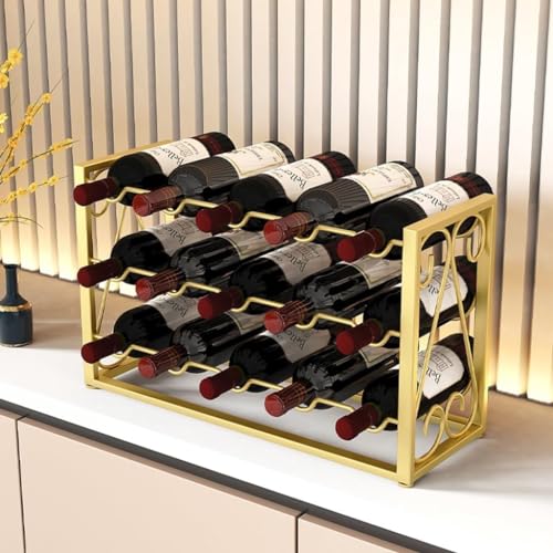 Soporte para 15 botellas de vino de metal dorado miniatura 3