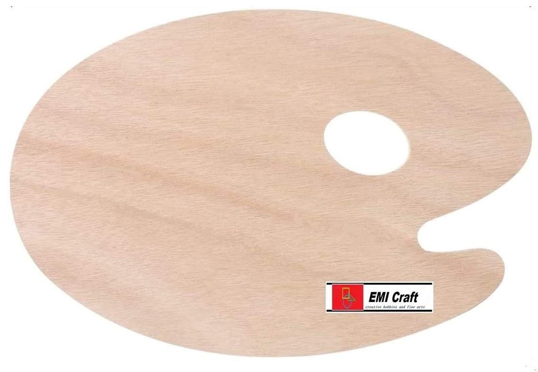 EMI CraftPalette de peintre - Palette à peinture ovale en bois - 18 x 24 cm-épaisseur : 5 mm