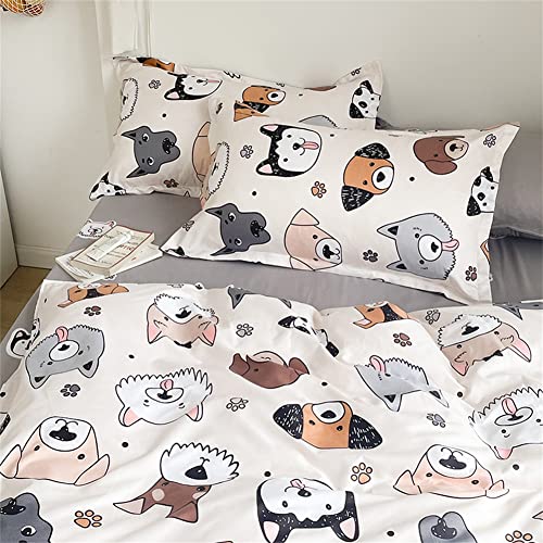 Koudi Hund Tiermotiv Bettwäsche 135x200 Kinder Braun Grau Dackel-Hundemuster Bettbezug Dackel-Hund Kinderbettwäsche Set Wende Motiv Microfaser Jungenbettwäsche mit Kissenbezug 80x80 cm