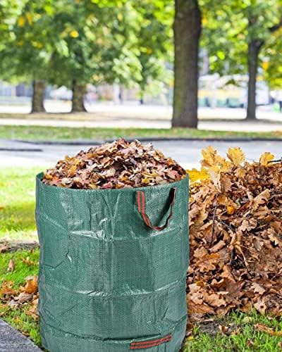 Garden Waste Bags, 3PCS 272L Heavy Duty Garden Bags with Handles Large Strong Garden Sacks Reusable Green Leaf Bags for Garden Yard