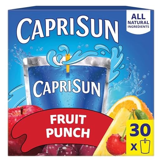Capri Sun Fruit Punch Naturally Flavored Kids Juice Drink Blend (10 ct Box, 6 fl oz Pouches)