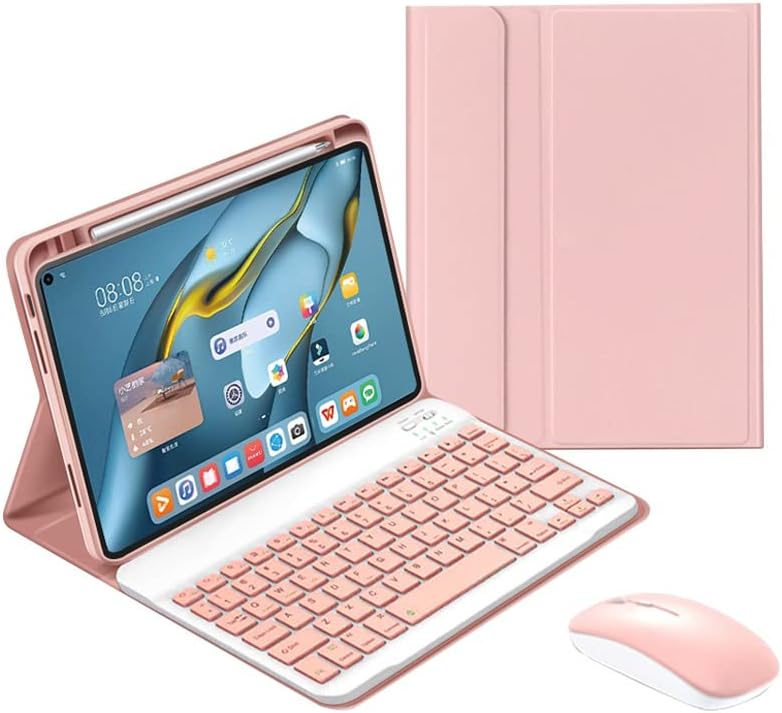 Keyboard Case for Huawei MatePad 10.4, Slim Smart Leather Case Built in Pencil Holder with Wireless Bluetooth Keyboard and Mouse for Huawei MatePad 10.4" BAH3-AL00 BAH3-W09 / Honor V6, Black