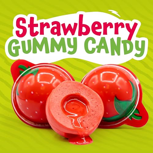 Strawberry Gummy Balls - 19 Ounce Jar (30 Count) - Jelly Filled Gummies - Ind...