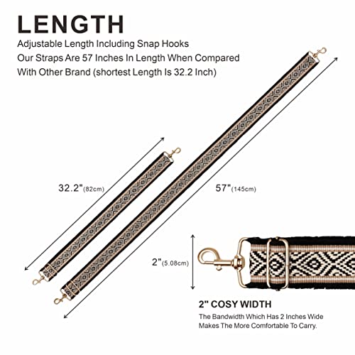 Correas para bolsos étnicas de lona con diseño ancho regulable 5