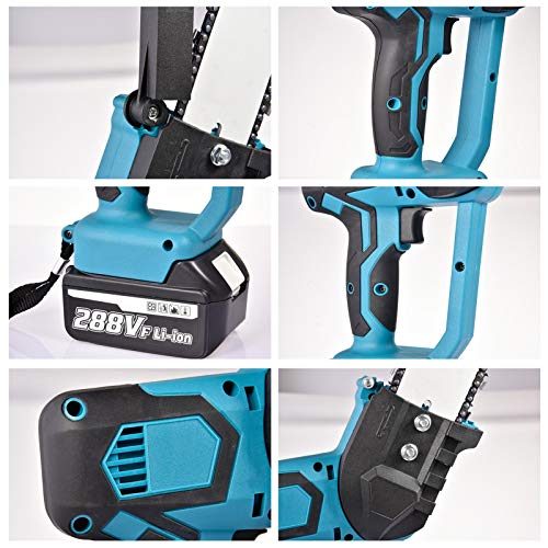 Weelmusic Mini Electric Cordless Chainsaw, 8 Inch 880W Durable Handheld Rechargeable Lithium Battery Chain Saw with Copper Brushless Motor, 2 Pieces Batteries