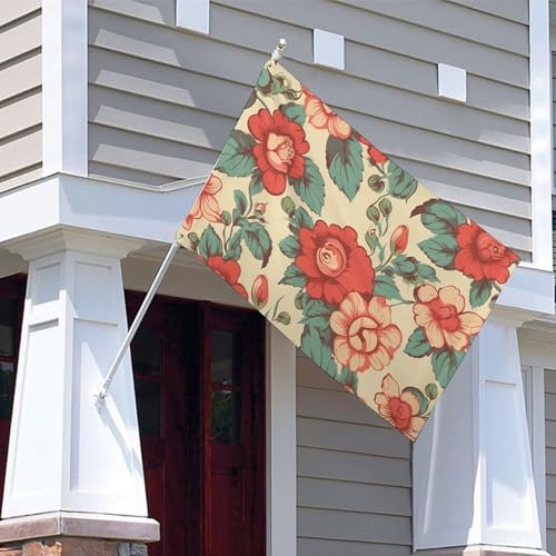Drapeau floral rétro 119x177 cm en polyester avec 4 œillets pour décoration - 4