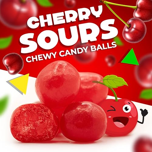 Cherry Sours | Chewy Red Candy | 1 Pound Bag | Sour Red Candy | Sour Cherry Balls | Cherry Sours Candy Balls | Aprox.150 pieces - Thumbnail 3