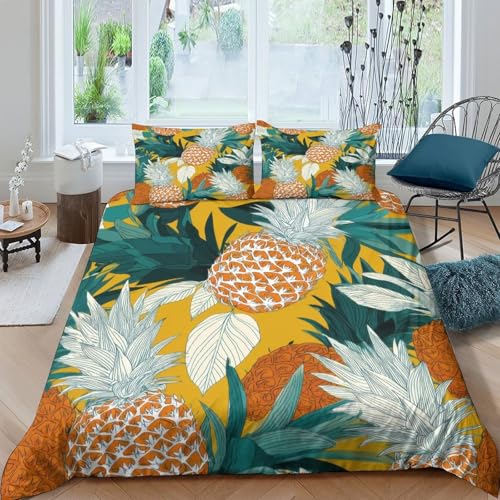 Housse de couette ananas 3D 260x220 cm avec 2 taies en microfibre - 4