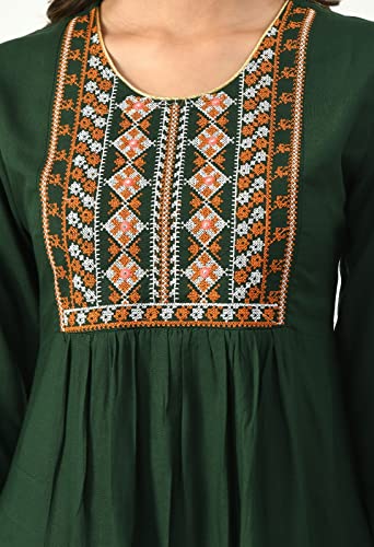 Image of GLAMEO Women's Rayon Classic Heavy Embroidery Stylish Top