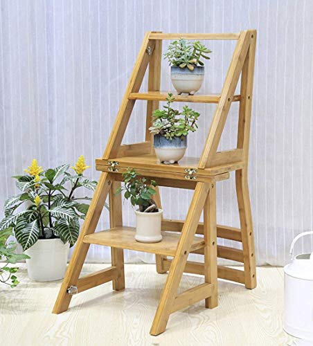 Échelle pliable pour petits espaces avec support de fleur multifonction et tabouret de maison - 3