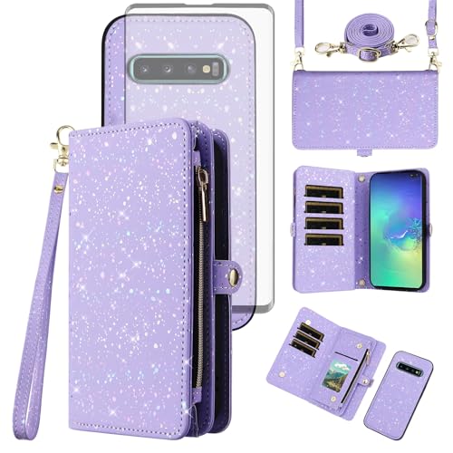 Coque portefeuille Samsung S10+ paillettes pour libérer vos mains lors de vos sorties