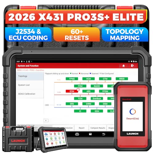 LAUNCH X431 PRO3S+ Elite, All-in-One Diagnostic Scan Tool, Bidirectional Scanner with J2534, Topology Map, 60+ Services, FCA/CANFD/DoIP/D-PDU/VAG for All Vehicles