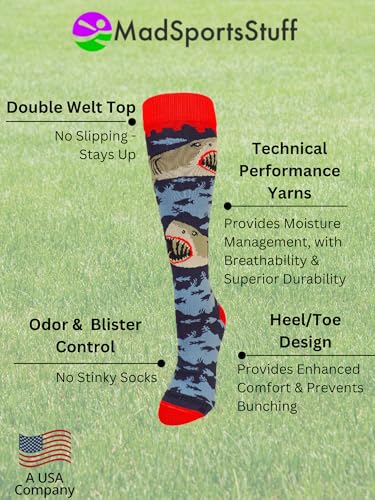 MadSportsStuff Great White Sharks Soccer Socks for Boys Girls Men Women Youth Adult Over the Calf Fun Gift3
