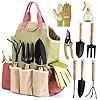 Gardening Tools Set of 10 – Complete Heavy Duty Garden Tools Set with Fashion Handbag – Durable Gardening Supplies Kit Ideal Gardening Gifts for Women