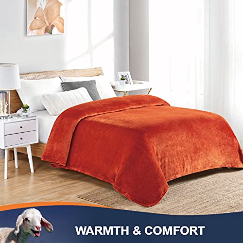 Walensee Fleece Blanket Plush Throw Fuzzy Lightweight (Throw Size 50X60 Orange) Super Soft Microfiber Flannel Blankets For Couch, Bed, Sofa Ultra Luxurious Warm And Cozy For All Seasons #TOP4