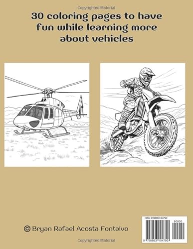 The Vehicles: Coloring book for kids