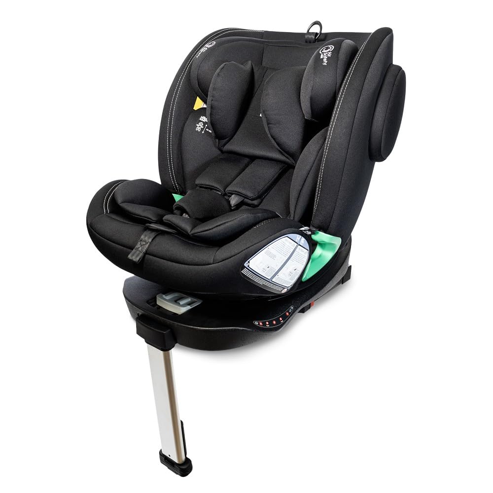 Interbaby Silla Coche Bebé PAX i-Size ISOFIX 360° Grupo 0+1+2+3 (Negro) | Silla auto giratoria 360 reclinable 40-150 cm, reductor recién nacido, protección lateral SPS, pata de apoyo