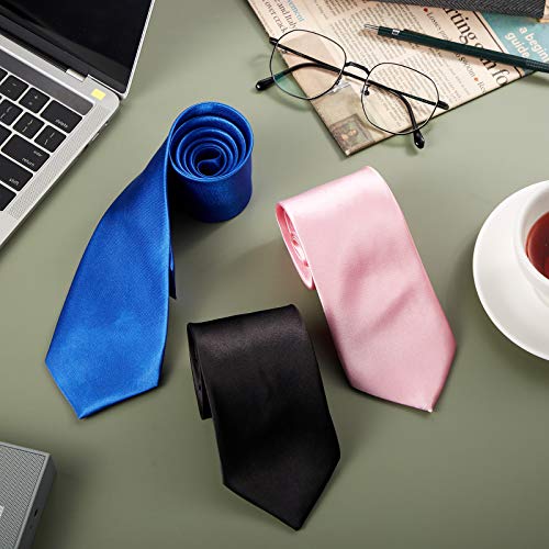 Image of Syhood 6 /12 /24 Pcs Men Ties Set Solid Satin Pure Color Business Formal Necktie Tie 57 inch for Men Occasion Wedding