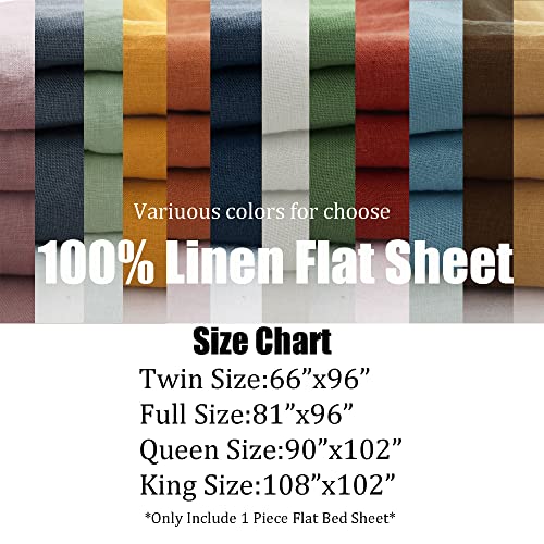 S Victory Symbol 100% Linen Flat Sheet 1 Piece-Stone Washed French Flax Bed Sheets King Size,Soft Flat Top Sheet Breathable(108"X102",Caramel) #TOP4