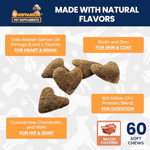 Image of Dog Multivitamin Soft Chews with Probiotics, 60 Count | Vitamins, minerals and omega fatty acids support daily nutrition, immunity, joints, digestion, skin and coat.