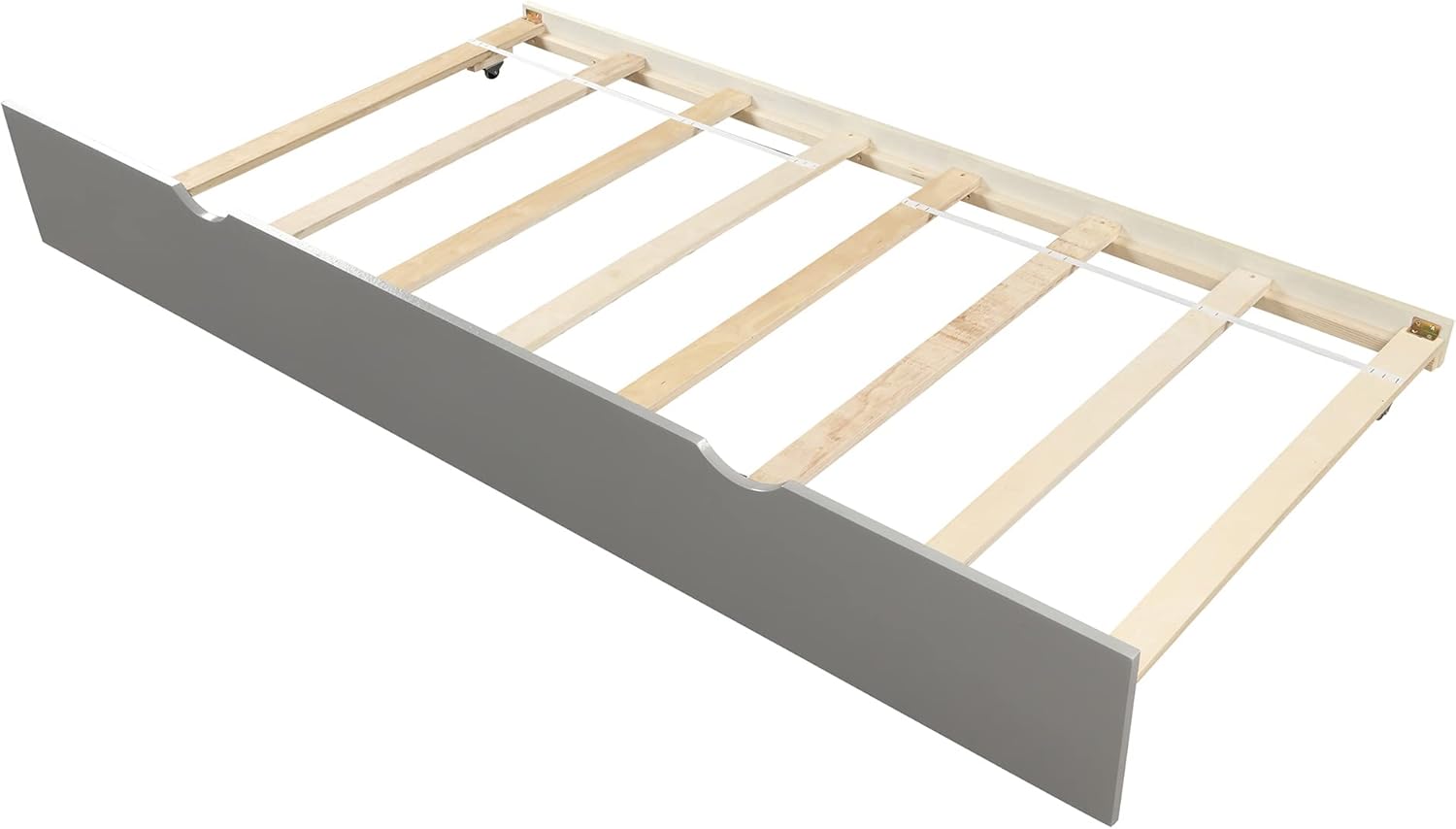 Platform Bed with Trundle, Minimalistic Stylish Wood Twin Bed Frame with Headboard, Simple Assembly and Retro Appearance (Gray)
