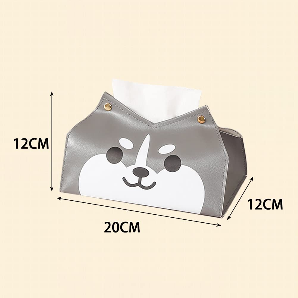 AFPANQZ Taschentuchbox-Hülle Mit Hundepfoten-Muster – PU-Leder Organizer Mit Untergürtel, 13x13x14 Cm