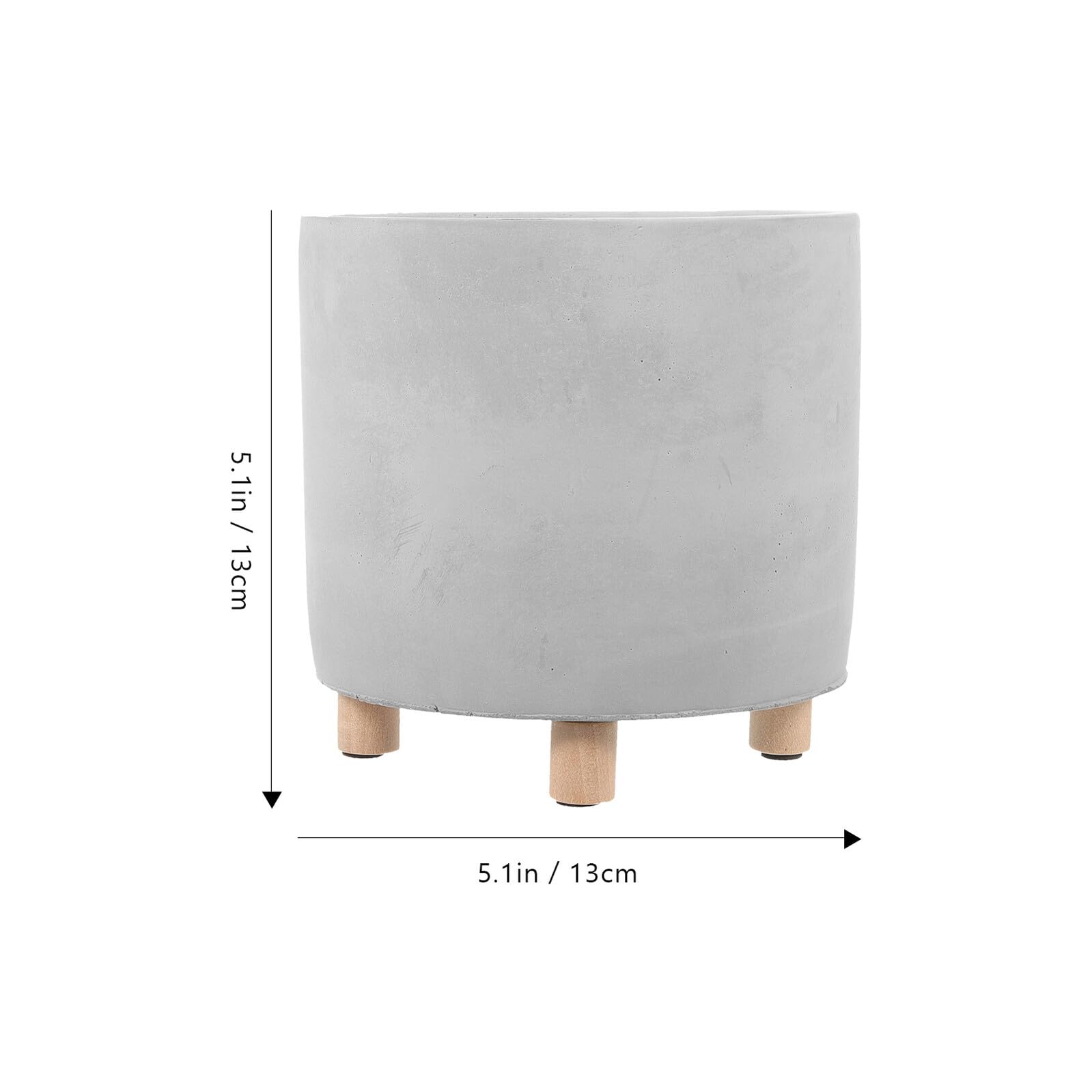 Yardenfun Pot de Fleur Simple Ciment avec Bois Jardinière Créative et Aérée pour Plantes Intérieur et Décoration de Jardin Pot Rond