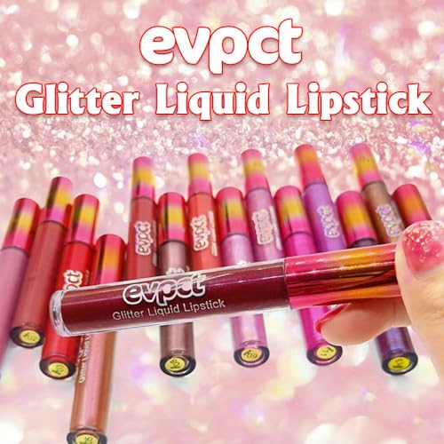 Image of evpct 1Pcs Taupe Mauve Glitter Metallic Shimmer Diamond Lipstick Lip Gloss Stain Set for Women Long Lasting Waterproof, Mauve Purple Sparkle Glitter Matte long Wear Liquid Lipstick Lip Makeup Kit, 08#