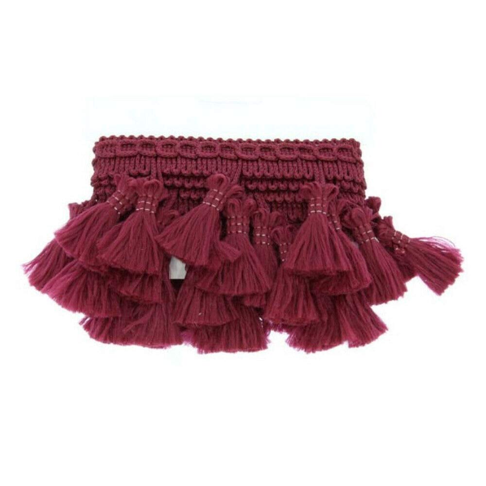 10m of Maroon Tassel Fringe Edging Trim Sewing Crafts Curtains Cushions Furnishings 55 mm Wide